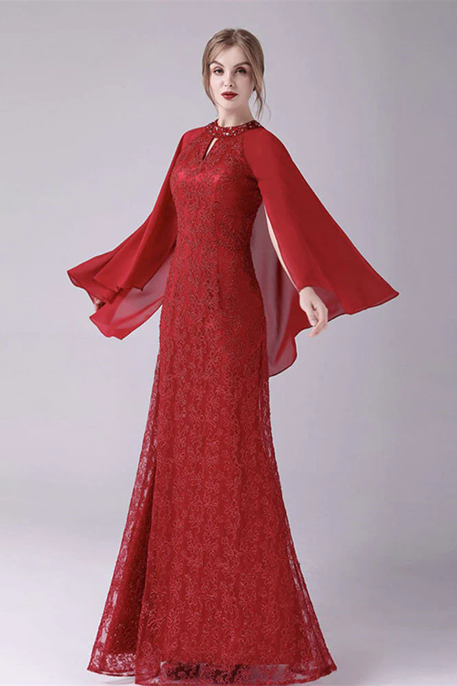 A-Line ankle-length high collar beaded mother's dress - Image 5