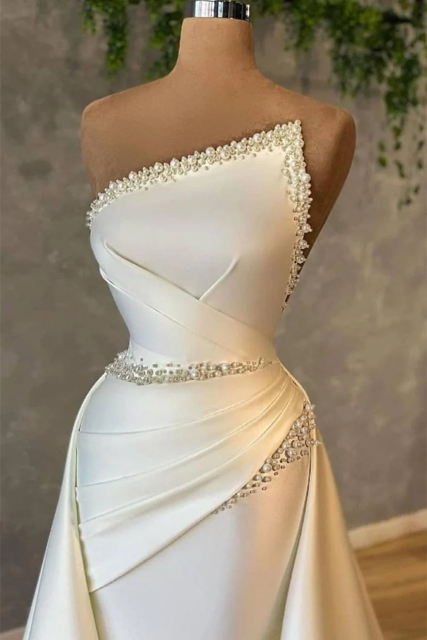 A-line Asymmetrical Beaded Floor-length Open Back Sleeveless Prom Dress - Image 2