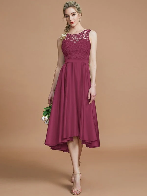 Modern Bateau Sleeveless Ruffles Asymmetrical Bridesmaid Dresses - Image 10