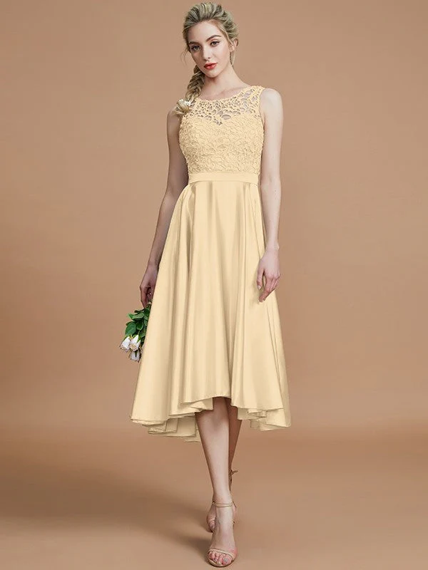 Modern Bateau Sleeveless Ruffles Asymmetrical Bridesmaid Dresses - Image 11