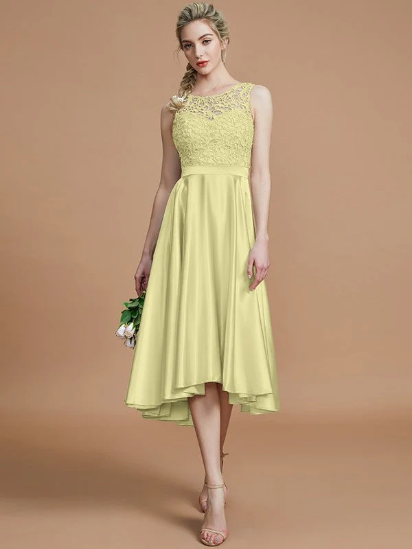 Modern Bateau Sleeveless Ruffles Asymmetrical Bridesmaid Dresses - Image 13