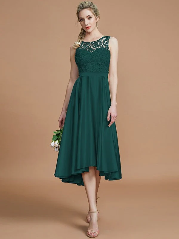Modern Bateau Sleeveless Ruffles Asymmetrical Bridesmaid Dresses - Image 14