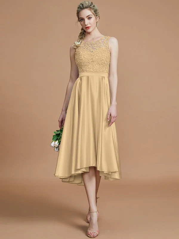Modern Bateau Sleeveless Ruffles Asymmetrical Bridesmaid Dresses - Image 16
