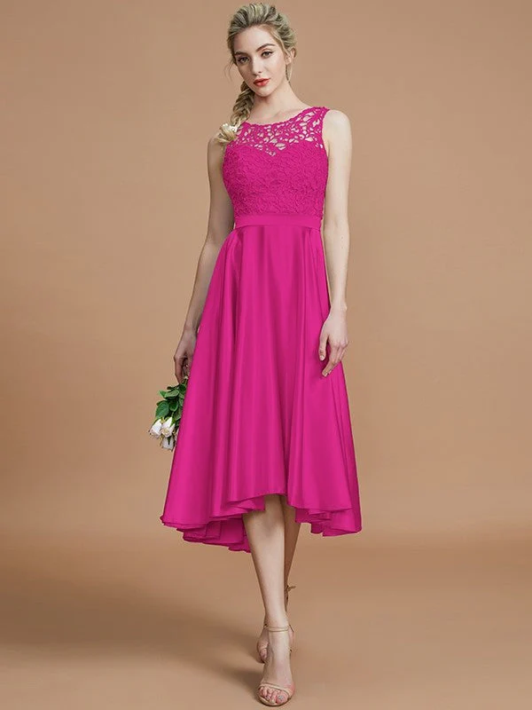 Modern Bateau Sleeveless Ruffles Asymmetrical Bridesmaid Dresses - Image 17