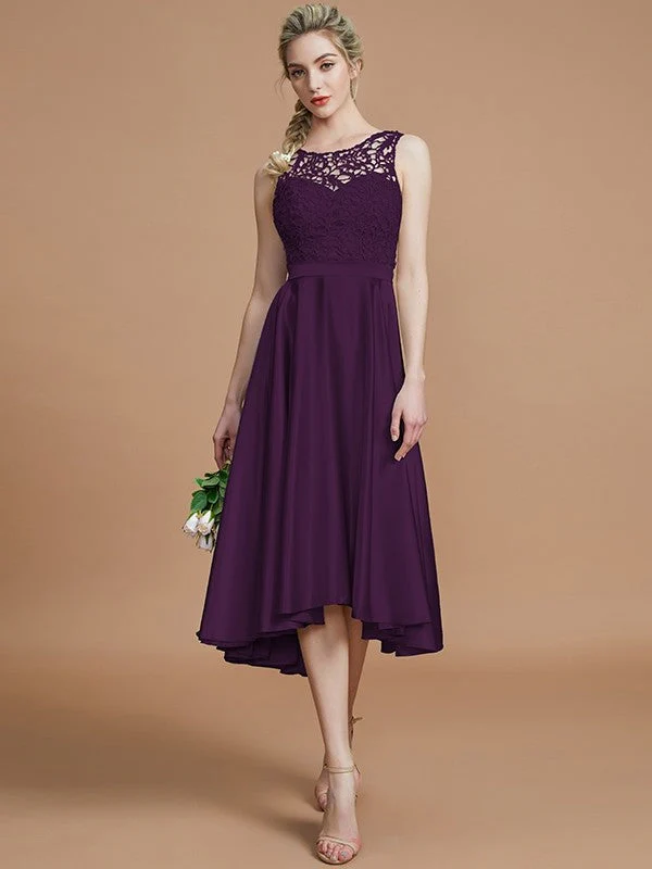 Modern Bateau Sleeveless Ruffles Asymmetrical Bridesmaid Dresses - Image 18