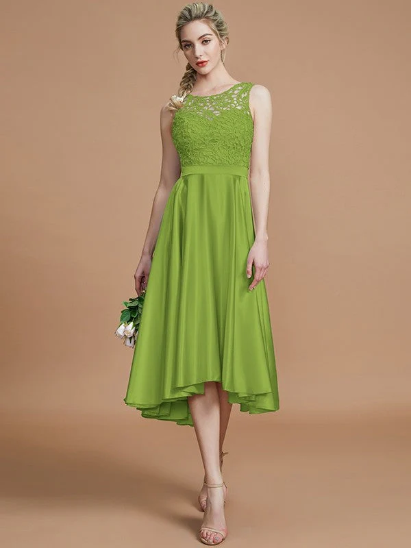 Modern Bateau Sleeveless Ruffles Asymmetrical Bridesmaid Dresses - Image 19