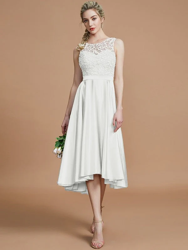 Modern Bateau Sleeveless Ruffles Asymmetrical Bridesmaid Dresses - Image 21
