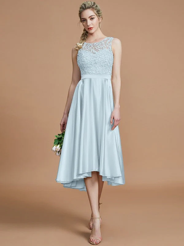 Modern Bateau Sleeveless Ruffles Asymmetrical Bridesmaid Dresses - Image 23