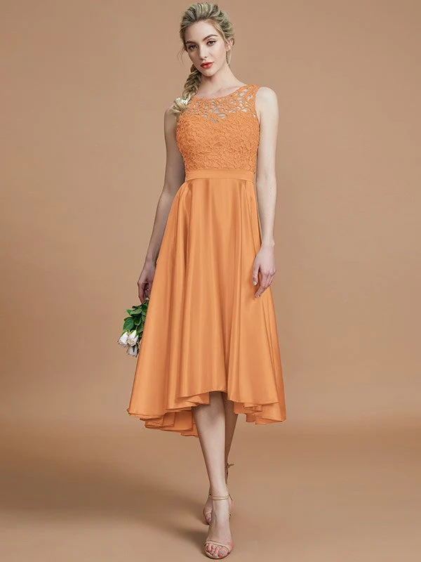 Modern Bateau Sleeveless Ruffles Asymmetrical Bridesmaid Dresses - Image 25