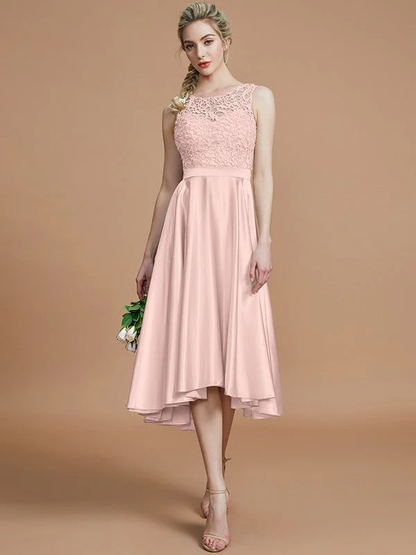 Modern Bateau Sleeveless Ruffles Asymmetrical Bridesmaid Dresses - Image 26