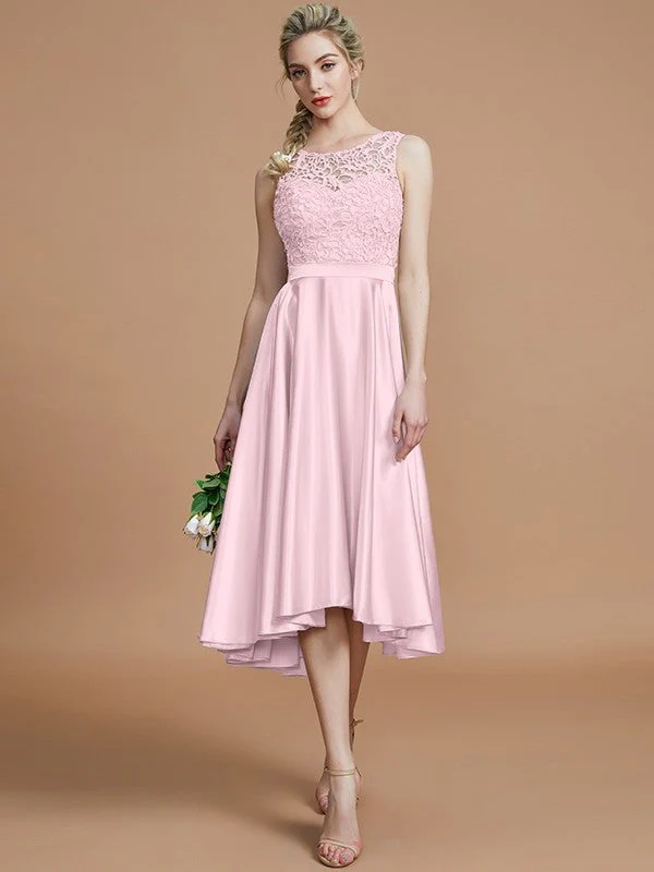 Modern Bateau Sleeveless Ruffles Asymmetrical Bridesmaid Dresses - Image 27