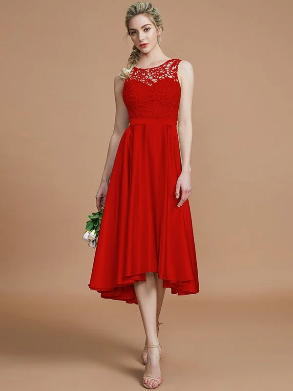 Modern Bateau Sleeveless Ruffles Asymmetrical Bridesmaid Dresses - Image 28