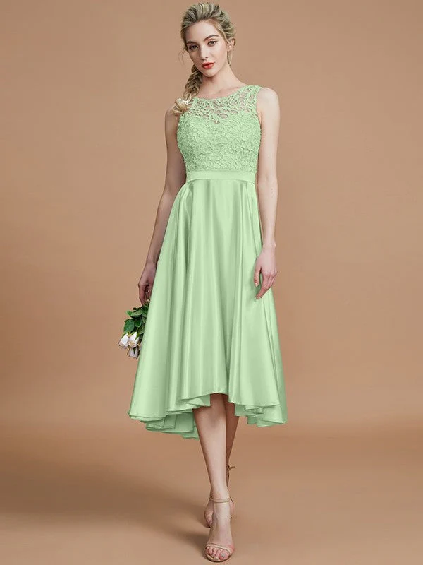 Modern Bateau Sleeveless Ruffles Asymmetrical Bridesmaid Dresses - Image 31