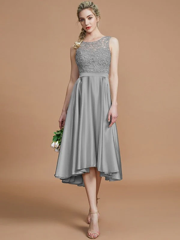 Modern Bateau Sleeveless Ruffles Asymmetrical Bridesmaid Dresses - Image 32