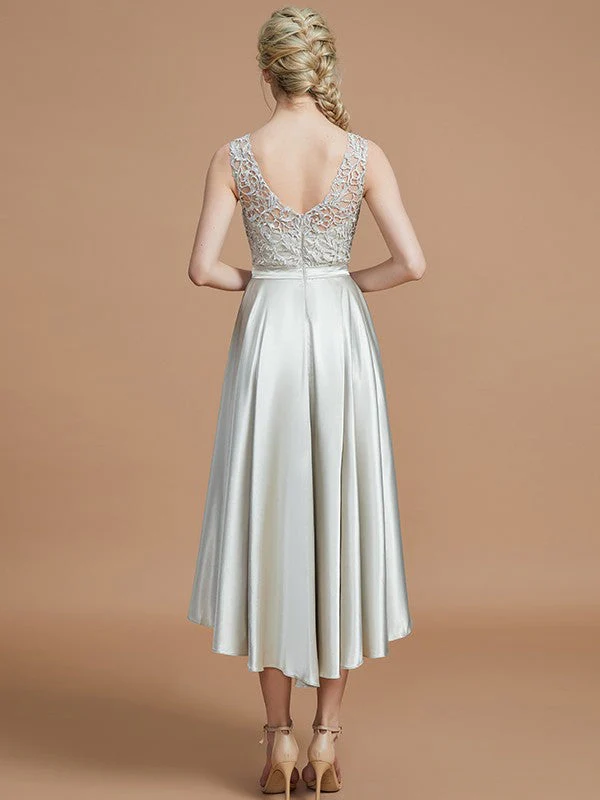 Modern Bateau Sleeveless Ruffles Asymmetrical Bridesmaid Dresses - Image 35