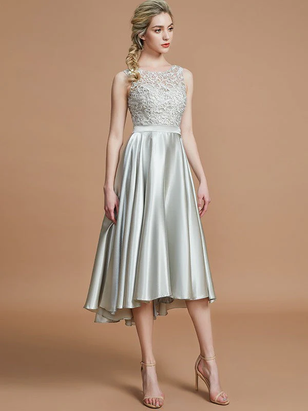 Modern Bateau Sleeveless Ruffles Asymmetrical Bridesmaid Dresses - Image 4