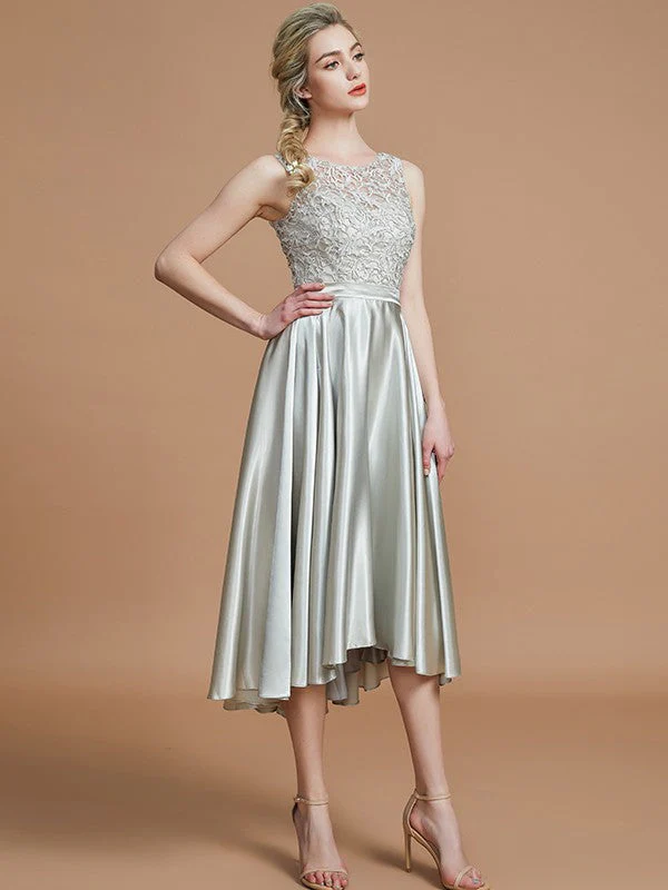 Modern Bateau Sleeveless Ruffles Asymmetrical Bridesmaid Dresses - Image 5