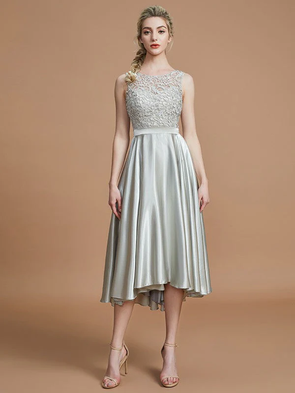Modern Bateau Sleeveless Ruffles Asymmetrical Bridesmaid Dresses - Image 6