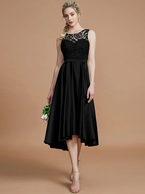 Modern Bateau Sleeveless Ruffles Asymmetrical Bridesmaid Dresses - Image 7
