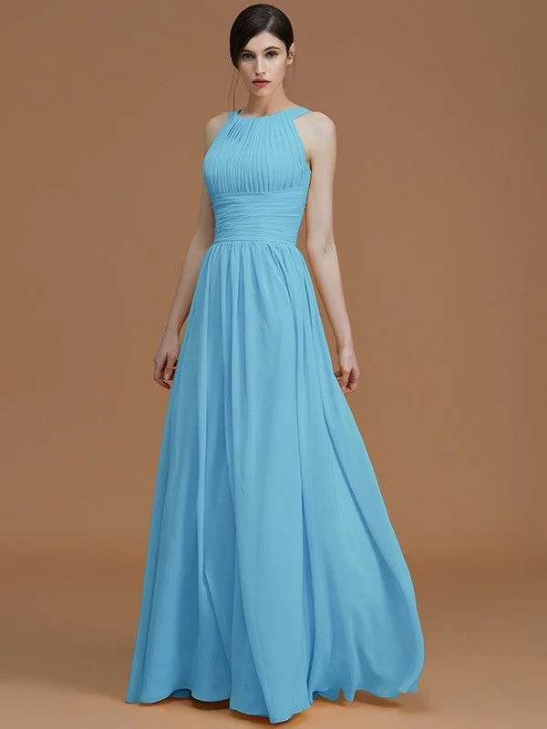 Charming Halter Sleeveless Ruched Chiffon Bridesmaid Dresses - Image 10