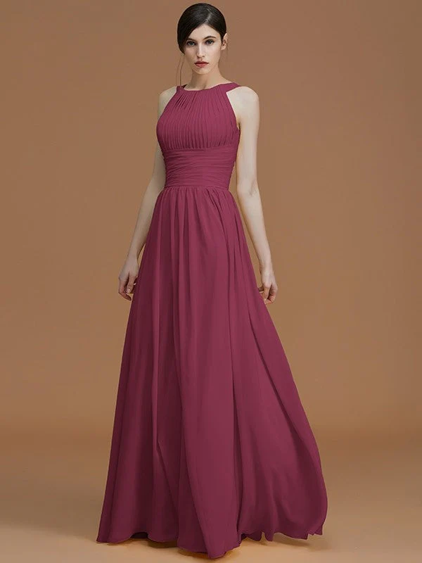 Charming Halter Sleeveless Ruched Chiffon Bridesmaid Dresses - Image 11