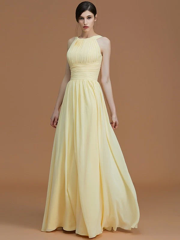 Charming Halter Sleeveless Ruched Chiffon Bridesmaid Dresses - Image 12