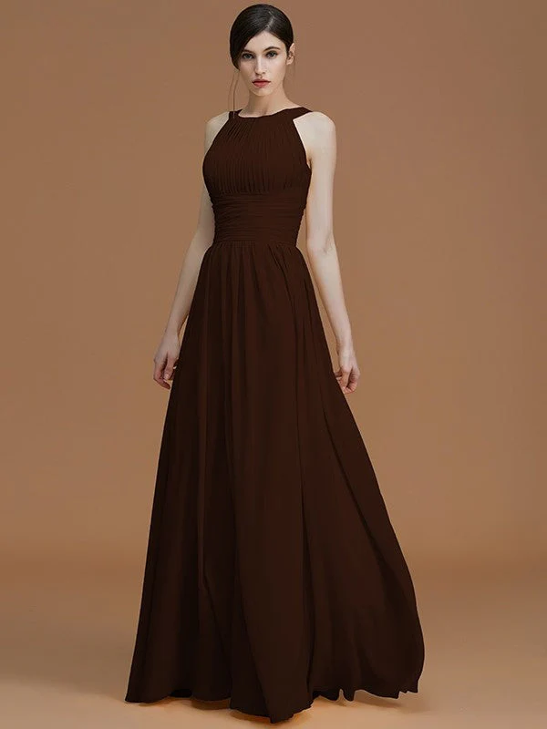 Charming Halter Sleeveless Ruched Chiffon Bridesmaid Dresses - Image 13