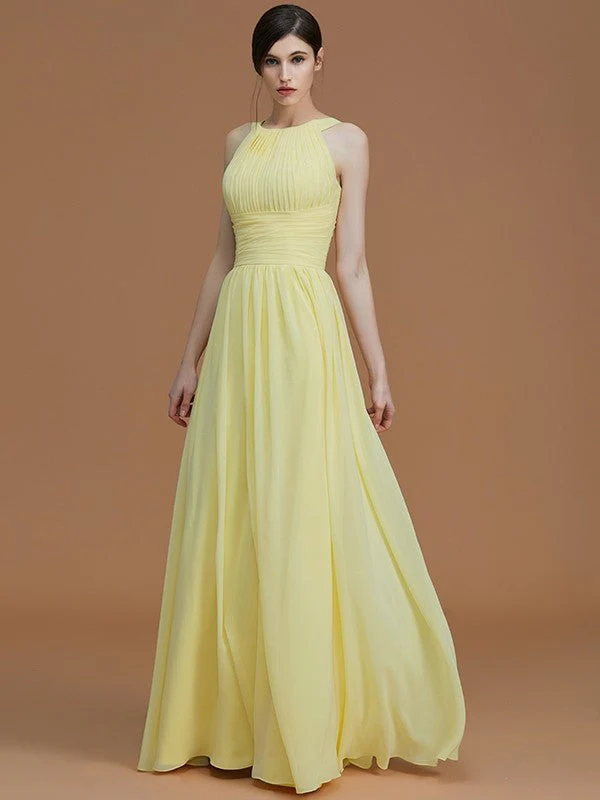Charming Halter Sleeveless Ruched Chiffon Bridesmaid Dresses - Image 14