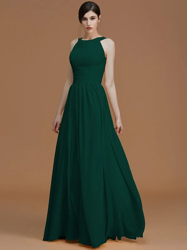 Charming Halter Sleeveless Ruched Chiffon Bridesmaid Dresses - Image 15