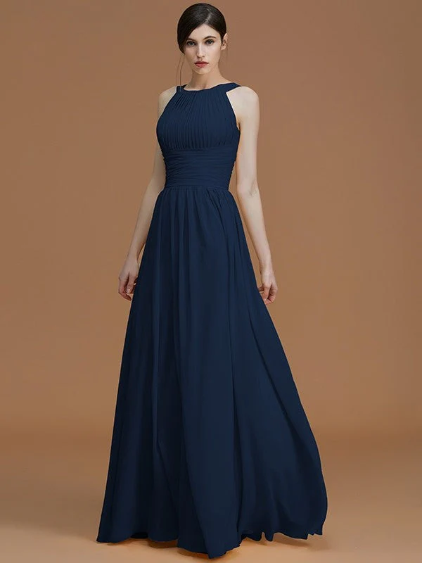 Charming Halter Sleeveless Ruched Chiffon Bridesmaid Dresses - Image 16