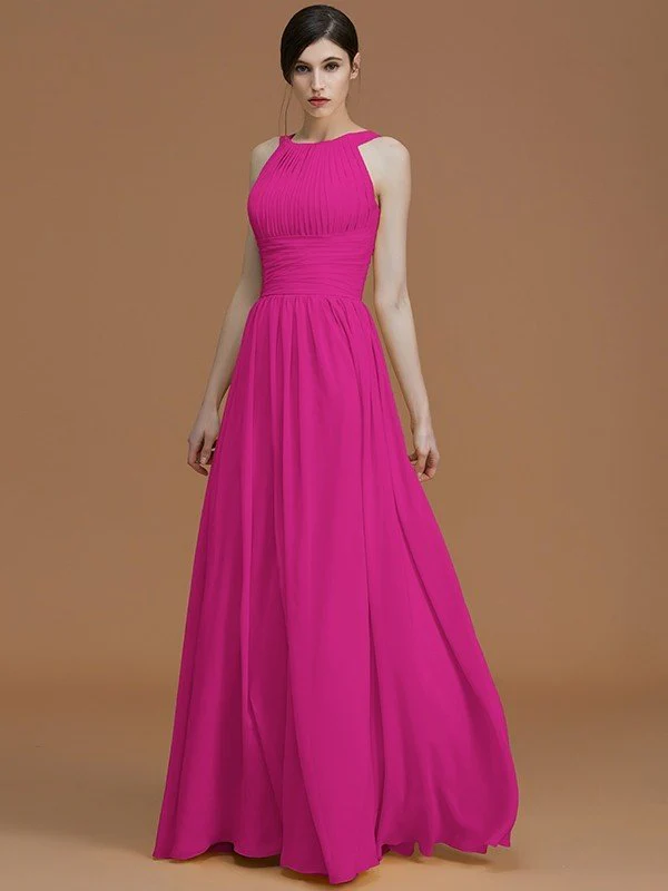 Charming Halter Sleeveless Ruched Chiffon Bridesmaid Dresses - Image 17