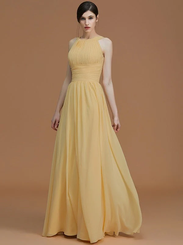Charming Halter Sleeveless Ruched Chiffon Bridesmaid Dresses - Image 18