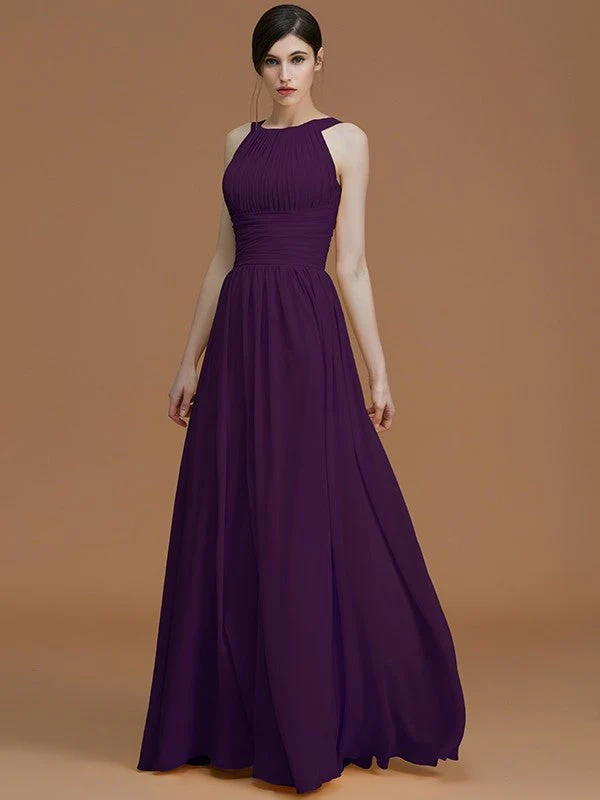Charming Halter Sleeveless Ruched Chiffon Bridesmaid Dresses - Image 19
