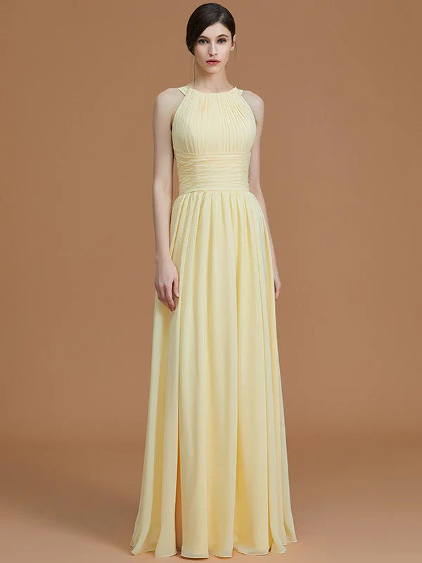 Charming Halter Sleeveless Ruched Chiffon Bridesmaid Dresses - Image 2