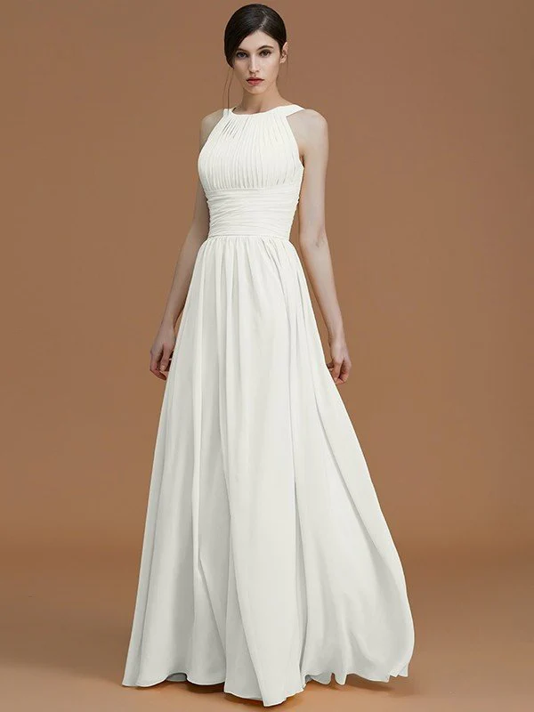Charming Halter Sleeveless Ruched Chiffon Bridesmaid Dresses - Image 22