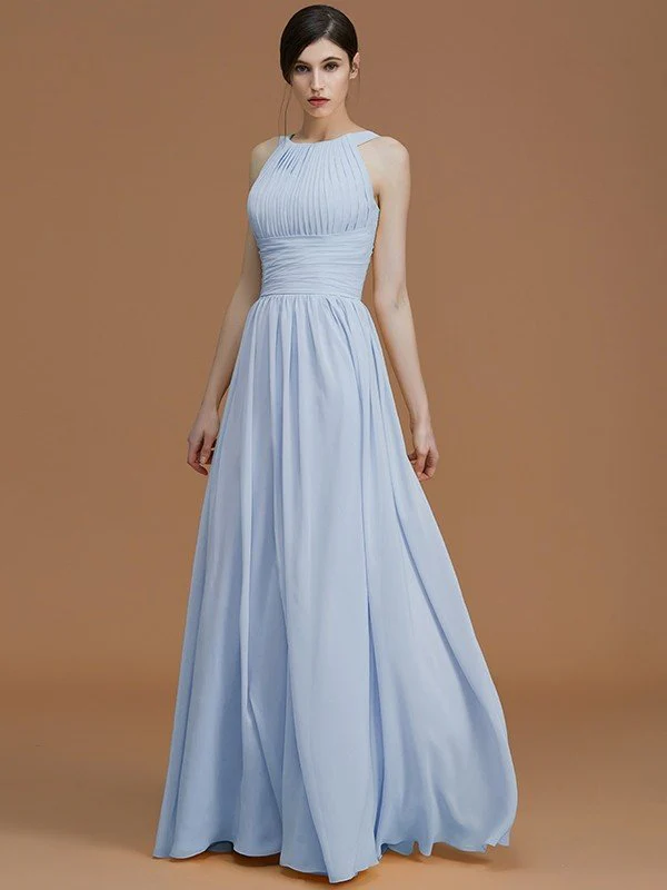 Charming Halter Sleeveless Ruched Chiffon Bridesmaid Dresses - Image 23