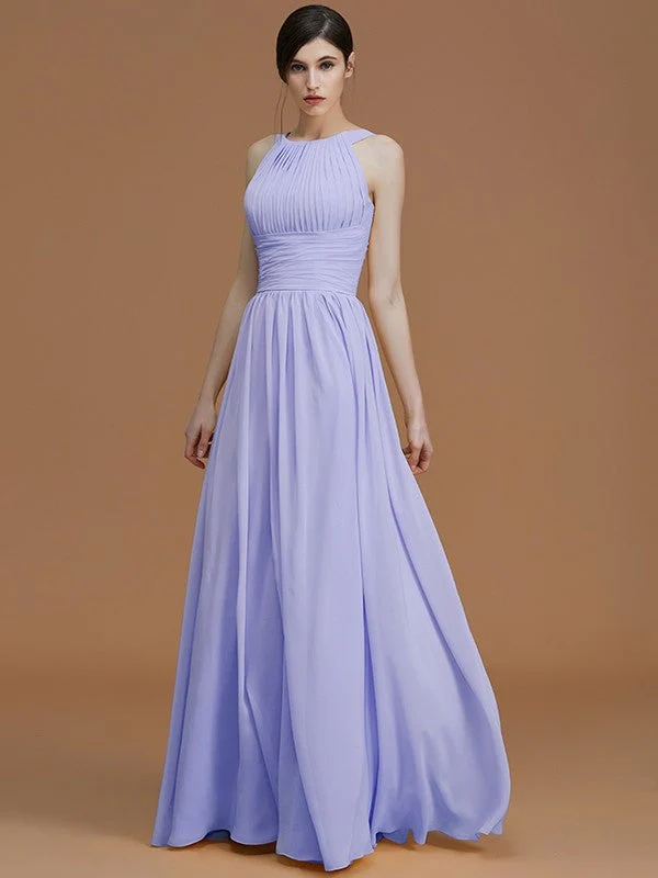 Charming Halter Sleeveless Ruched Chiffon Bridesmaid Dresses - Image 24