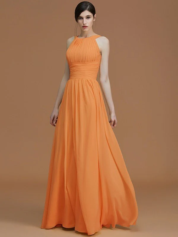 Charming Halter Sleeveless Ruched Chiffon Bridesmaid Dresses - Image 26
