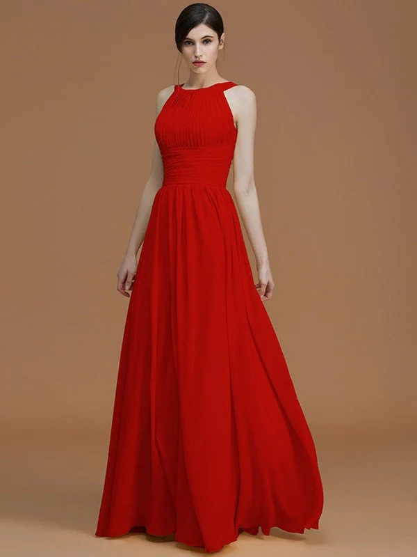 Charming Halter Sleeveless Ruched Chiffon Bridesmaid Dresses - Image 29