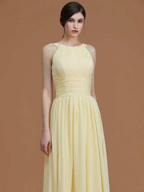 Charming Halter Sleeveless Ruched Chiffon Bridesmaid Dresses - Image 3
