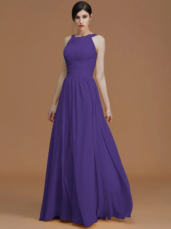 Charming Halter Sleeveless Ruched Chiffon Bridesmaid Dresses - Image 30