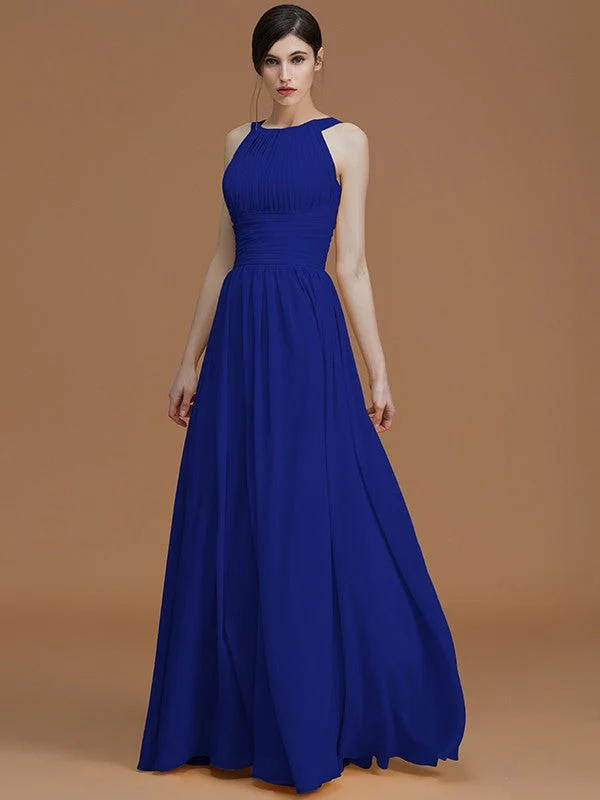 Charming Halter Sleeveless Ruched Chiffon Bridesmaid Dresses - Image 31