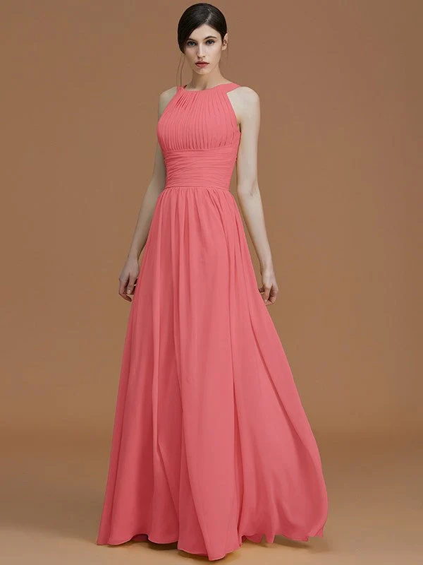 Charming Halter Sleeveless Ruched Chiffon Bridesmaid Dresses - Image 34