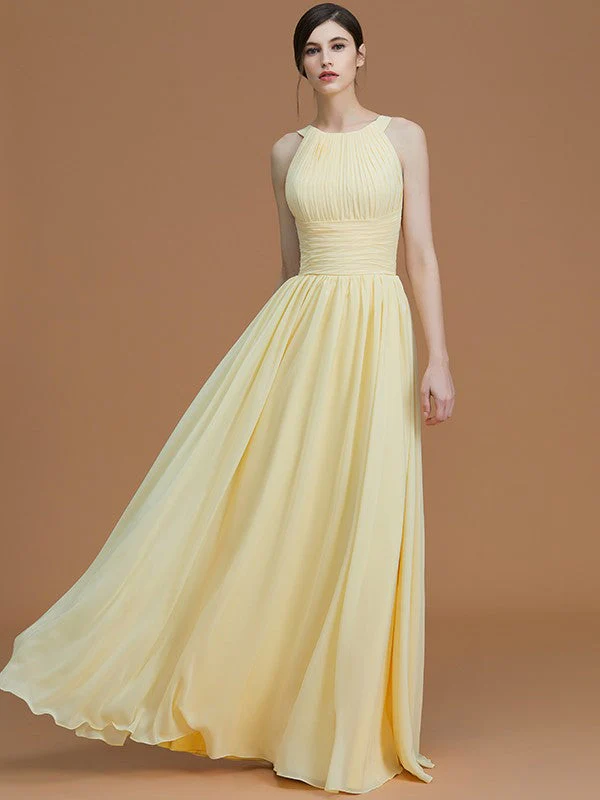 Charming Halter Sleeveless Ruched Chiffon Bridesmaid Dresses - Image 4