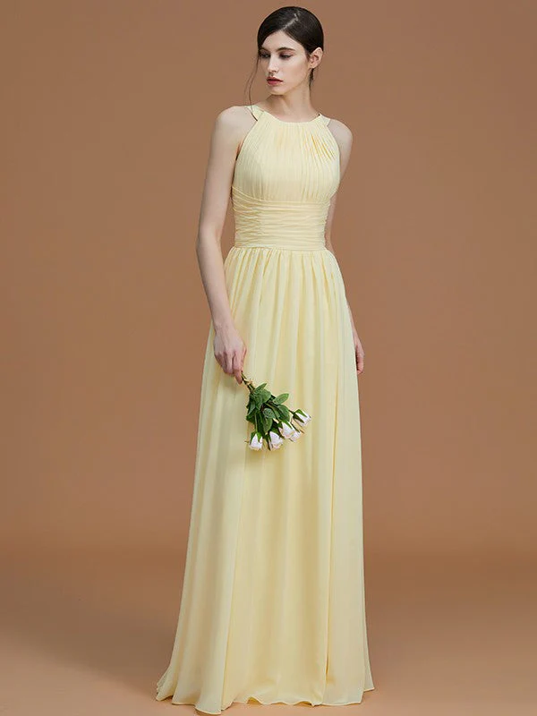 Charming Halter Sleeveless Ruched Chiffon Bridesmaid Dresses - Image 5