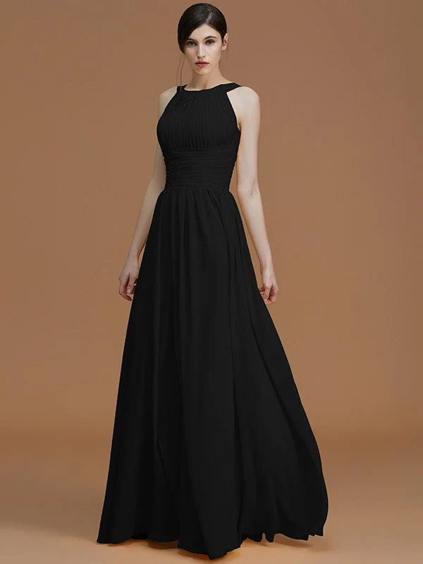 Charming Halter Sleeveless Ruched Chiffon Bridesmaid Dresses - Image 8