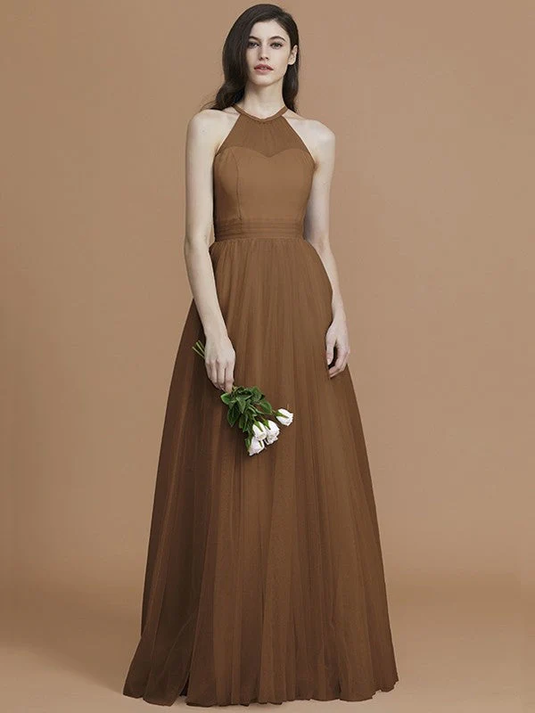 Charming Halter Sleeveless Ruffles Tulle Bridesmaid Dresses - Image 10