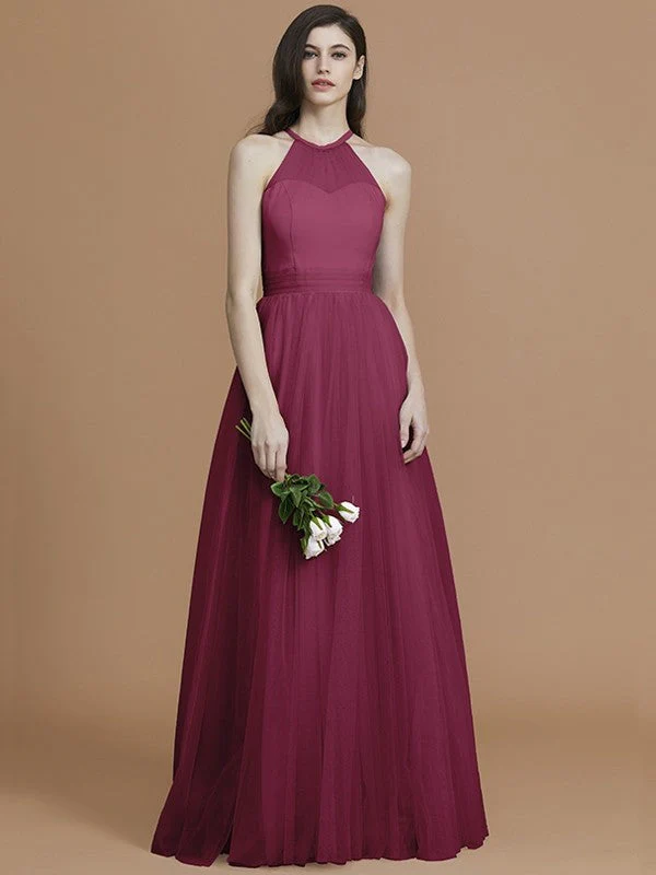 Charming Halter Sleeveless Ruffles Tulle Bridesmaid Dresses - Image 11