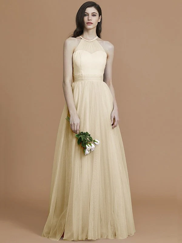 Charming Halter Sleeveless Ruffles Tulle Bridesmaid Dresses - Image 12