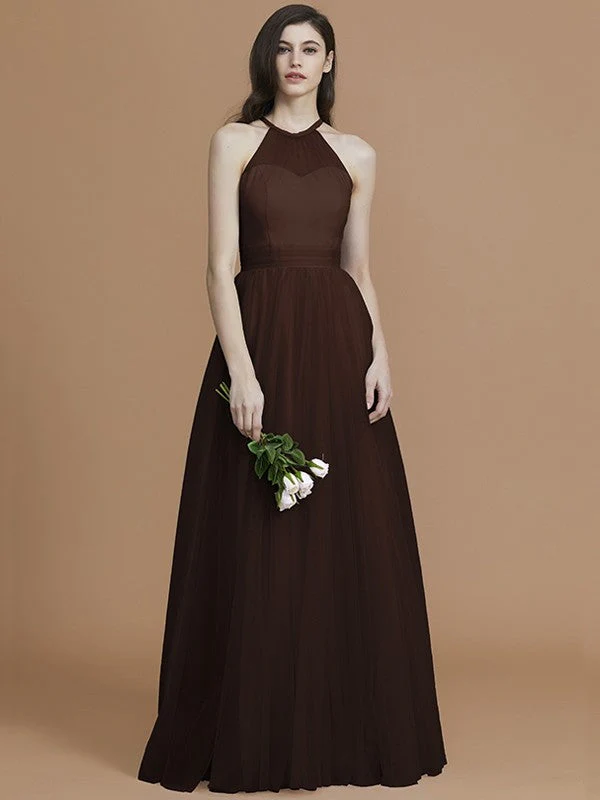 Charming Halter Sleeveless Ruffles Tulle Bridesmaid Dresses - Image 13